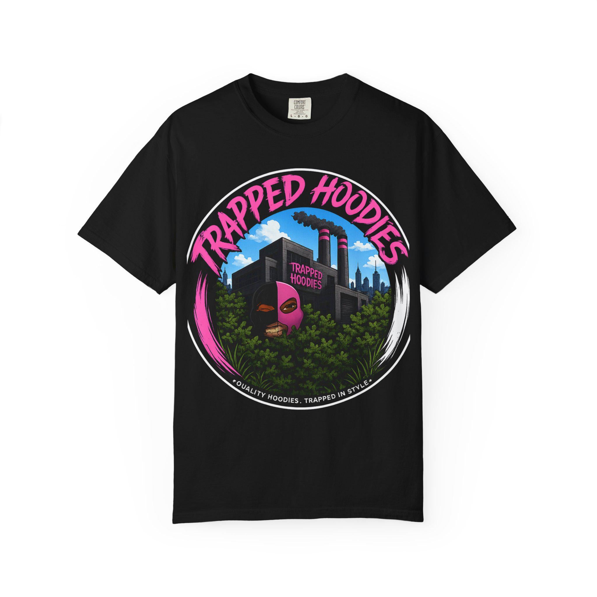 Black Tshirt TRAPPED HOODIES