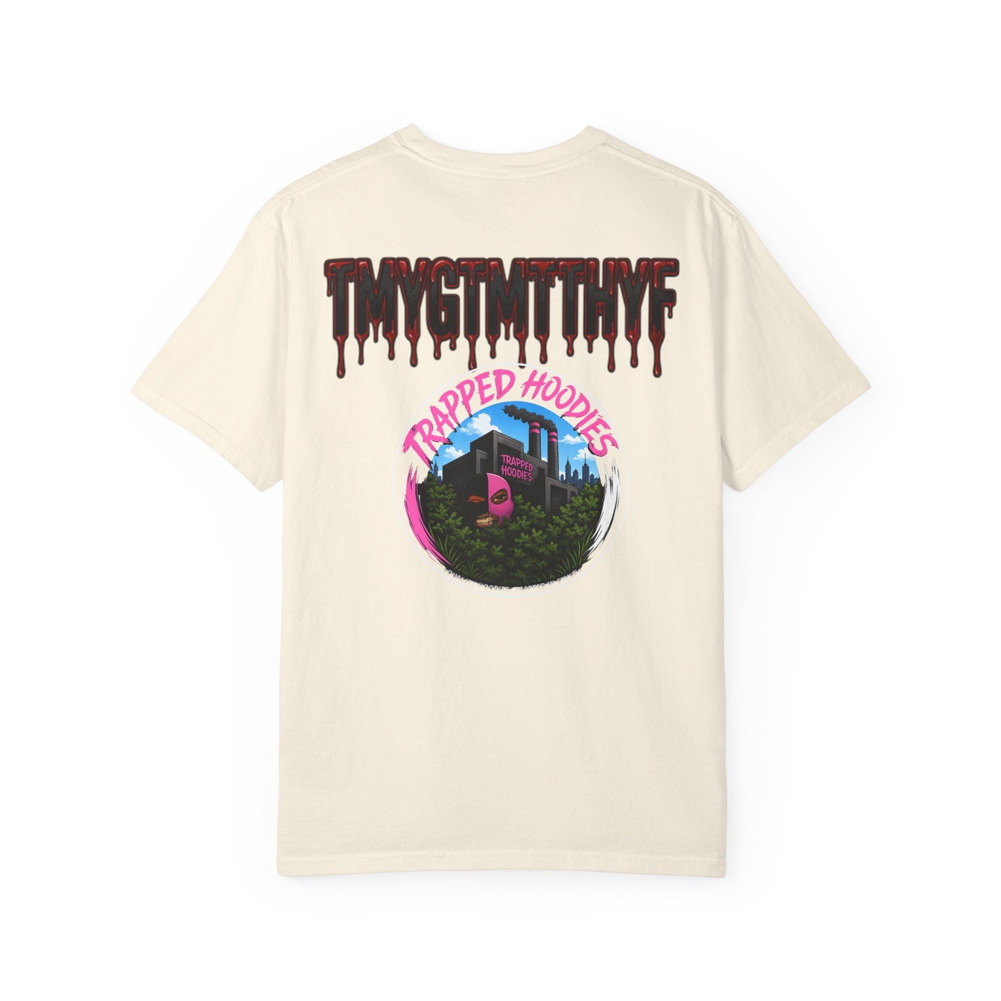 Trapped Hoodies Graphic T-Shirt — Retro Urban Mask Art Tee