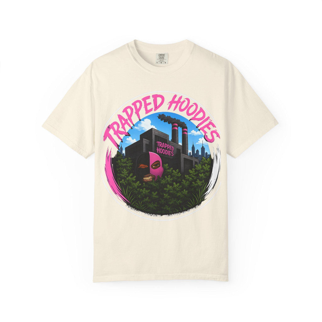 Trapped Hoodies Graphic T-Shirt — Retro Urban Mask Art Tee